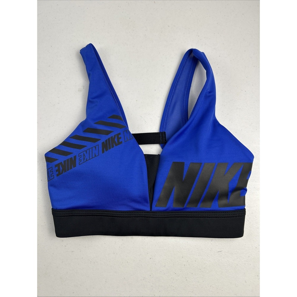Nike Women's Pro Indy Plunge Sport Bra Light Support Padded Blue Size XS